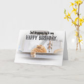 Funny Cat Birthday Greeting Card  Kaart (Gele Bloem)