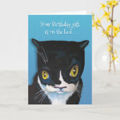 Funny Cat Birthday Greeting Kaart (Gele Bloem)
