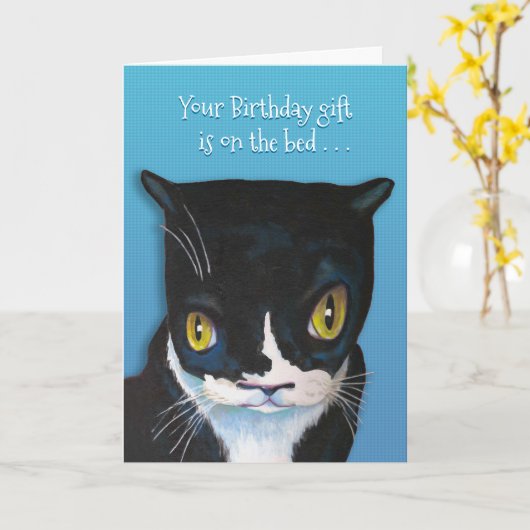 Funny Cat Birthday Greeting Kaart (Gele Bloem)