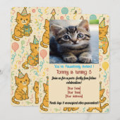 Funny Cat Birthday Invitation Kaart – Aangepaste f (Voorkant / Achterkant)