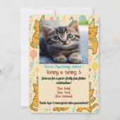 Funny Cat Birthday Invitation Kaart – Aangepaste f (Voorkant)