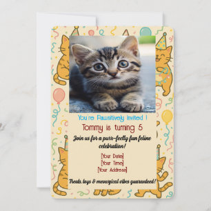 Funny Cat Birthday Invitation Kaart – Aangepaste f