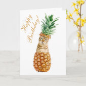 Funny Cat Birthday Kaart - Schattigee kat in een a (Gele Bloem)