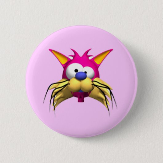 Funny Cat Birthday Party Button (Voorkant)