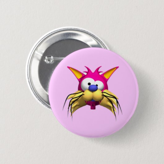 Funny Cat Birthday Party Button (Voorkant /achterkant)
