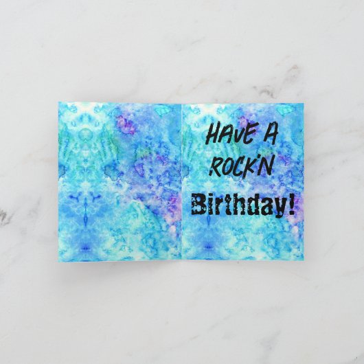Funny Cat Birthday Rock Gevouwen Wenskaart Kaart (Binnen)