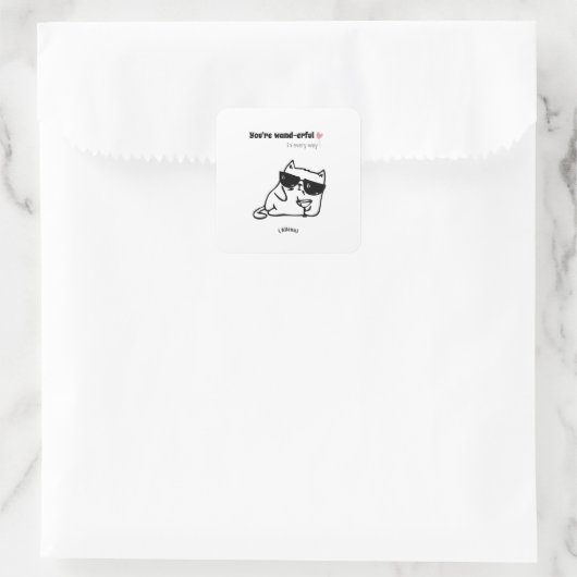 Funny Cat Birthday Sticker – Aangepaste naam (Tas)