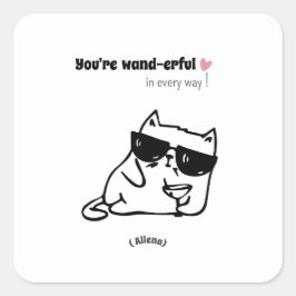 Funny Cat Birthday Sticker – Aangepaste naam