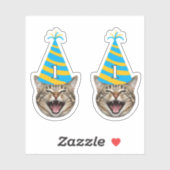 Funny Cat Birthday Sticker – Custom Face & Age (Vel)