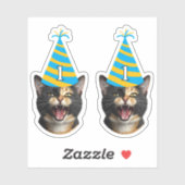 Funny Cat Birthday Sticker – Custom Face & Age (Vel)