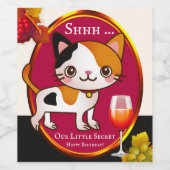 Funny Cat Birthday Wine Label Wijn Etiket (Enkel label)
