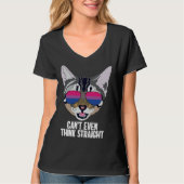 Funny Cat Bisexual Can't Even Think Straight Bi Pr T-shirt (Voorkant)