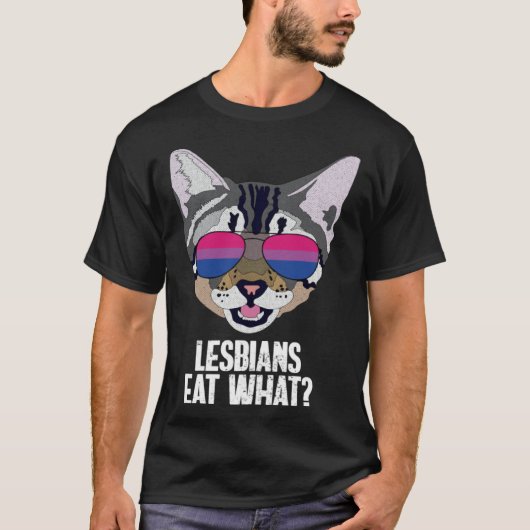 Funny Cat Bisexual Lesbians Eat What Bi Pride T-shirt (Voorkant)