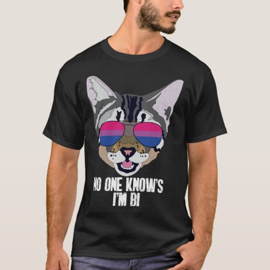 Funny Cat Bisexual Pride No One Knows I'm Bi T-shirt (Voorkant)