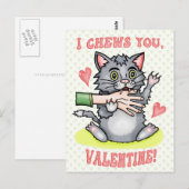 Funny Cat Biting Hand I Cheges You Valentijnsdag Briefkaart (Voorkant / Achterkant)