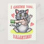 Funny Cat Biting Hand I Cheges You Valentijnsdag Briefkaart (Voorkant)
