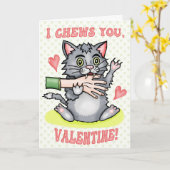Funny Cat Biting Hand I Cheges You Valentijnsdag Kaart (Gele Bloem)