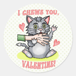 Funny Cat Biting Hand I Cheges You Valentijnsdag Ronde Sticker