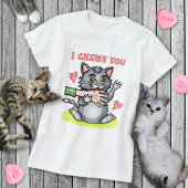 Funny Cat Biting Hand I Cheges You Valentijnsdag T-shirt