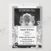 Funny Cat Black and White Graduparty Kaart (Voorkant)