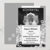 Funny Cat Black and White Graduparty Kaart (Voorkant / Achterkant)