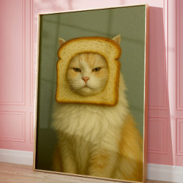 Funny Cat Bread Surreal Aesthetic Wall Art Print