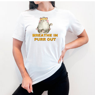 Funny Cat Breathe Spint Yoga T-Shirt