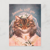 Funny cat bride is m'n bruidsmeisje/dienstmeisje.. uitnodiging briefkaart (Voorkant)
