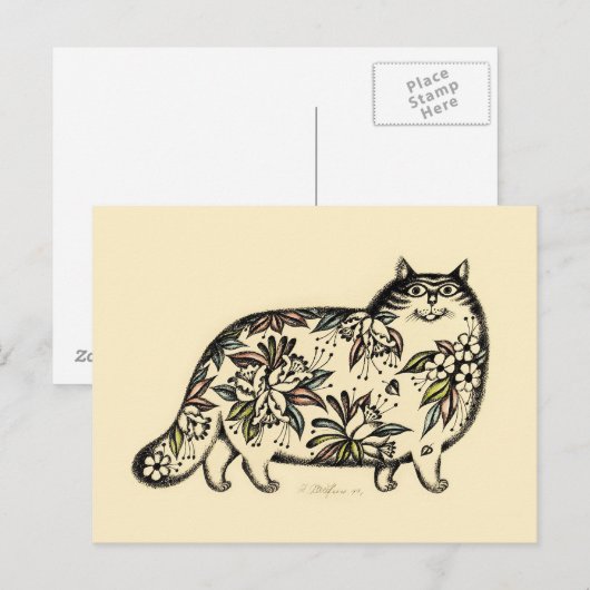 Funny Cat Briefkaart (Voorkant / Achterkant)