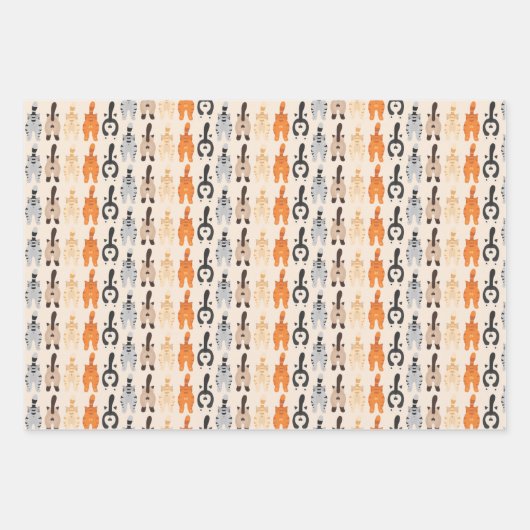 Funny Cat Butt Wrapping Paper Flat Sheet Set 3 (Voorkant 3)