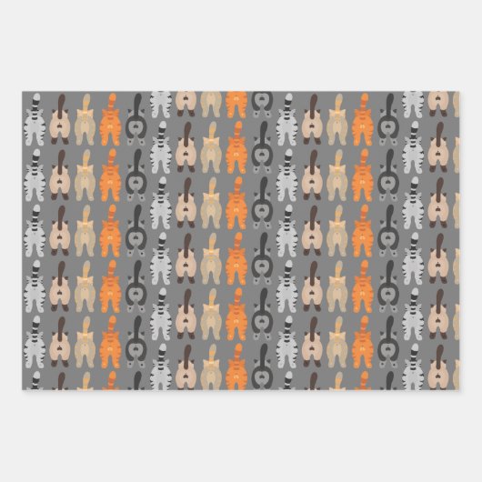 Funny Cat Butt Wrapping Paper Flat Sheet Set 3 (Voorkant 2)