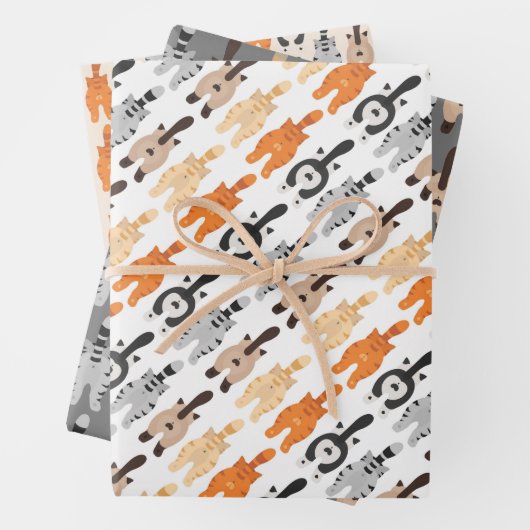 Funny Cat Butt Wrapping Paper Flat Sheet Set 3 (In situ)
