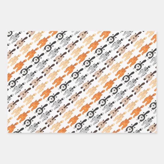 Funny Cat Butt Wrapping Paper Flat Sheet Set 3 (Voorkant)