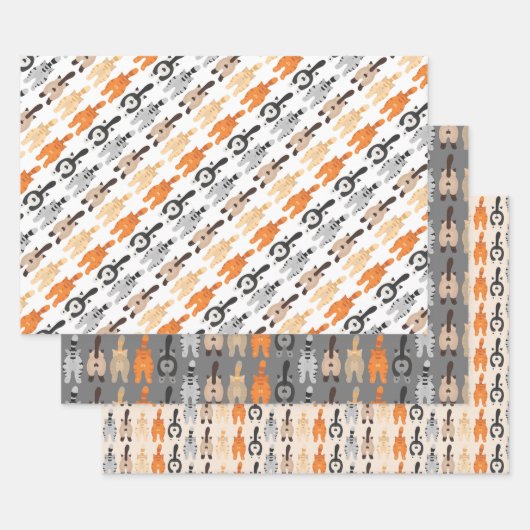 Funny Cat Butt Wrapping Paper Flat Sheet Set 3 (Set)