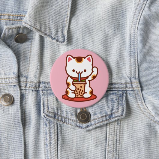 Funny Cat - Button - MANEKI-NEKO BOBA KIT-TEA (In situ)