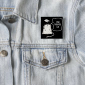 Funny Cat Button Zwart-wit (In situ)