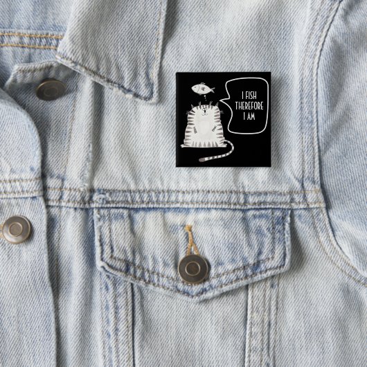 Funny Cat Button Zwart-wit (In situ)