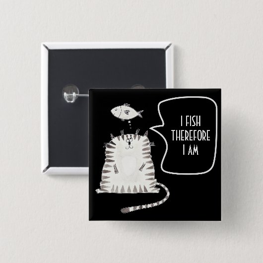 Funny Cat Button Zwart-wit (Voorkant /achterkant)