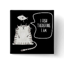 Funny Cat Button Zwart-wit
