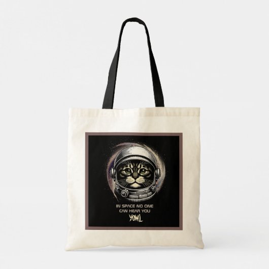 Funny Cat Canvas tas Space Parodie - Bewerkbare te (Achterkant)