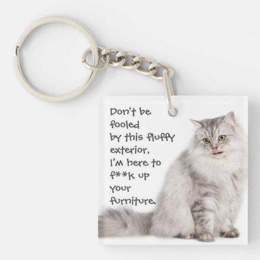 Funny Cat Caption Mess-up Furmu Sleutelhanger (Voorkant)