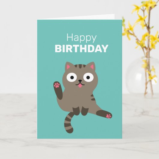Funny Cat Card Kaart (Gele Bloem)