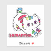 Funny Cat Cartoon Gepersonaliseerde Kleurrijke Kaw Sticker (Vel)