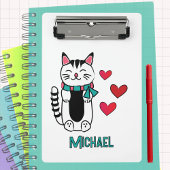 Funny Cat Cartoon Personalized Back to School Mini Klembord