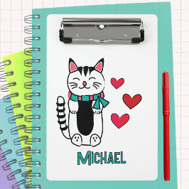 Funny Cat Cartoon Personalized Back to School Mini Klembord