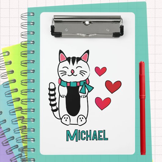 Funny Cat Cartoon Personalized Back to School Mini Klembord