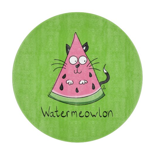 Funny Cat Cartoon Watermeloen Kinderen Snijplank (Voorkant)