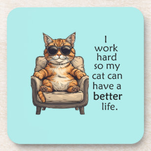 Funny Cat - Cat Boss Hard kunststof onderzetter