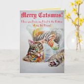 Funny Cat cats Love Toe Beans Merry Kerstcard Kaart (Gele Bloem)