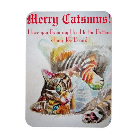 Funny Cat cats Love Toe Beans Merry Kerstcard Magneet (Verticaal)